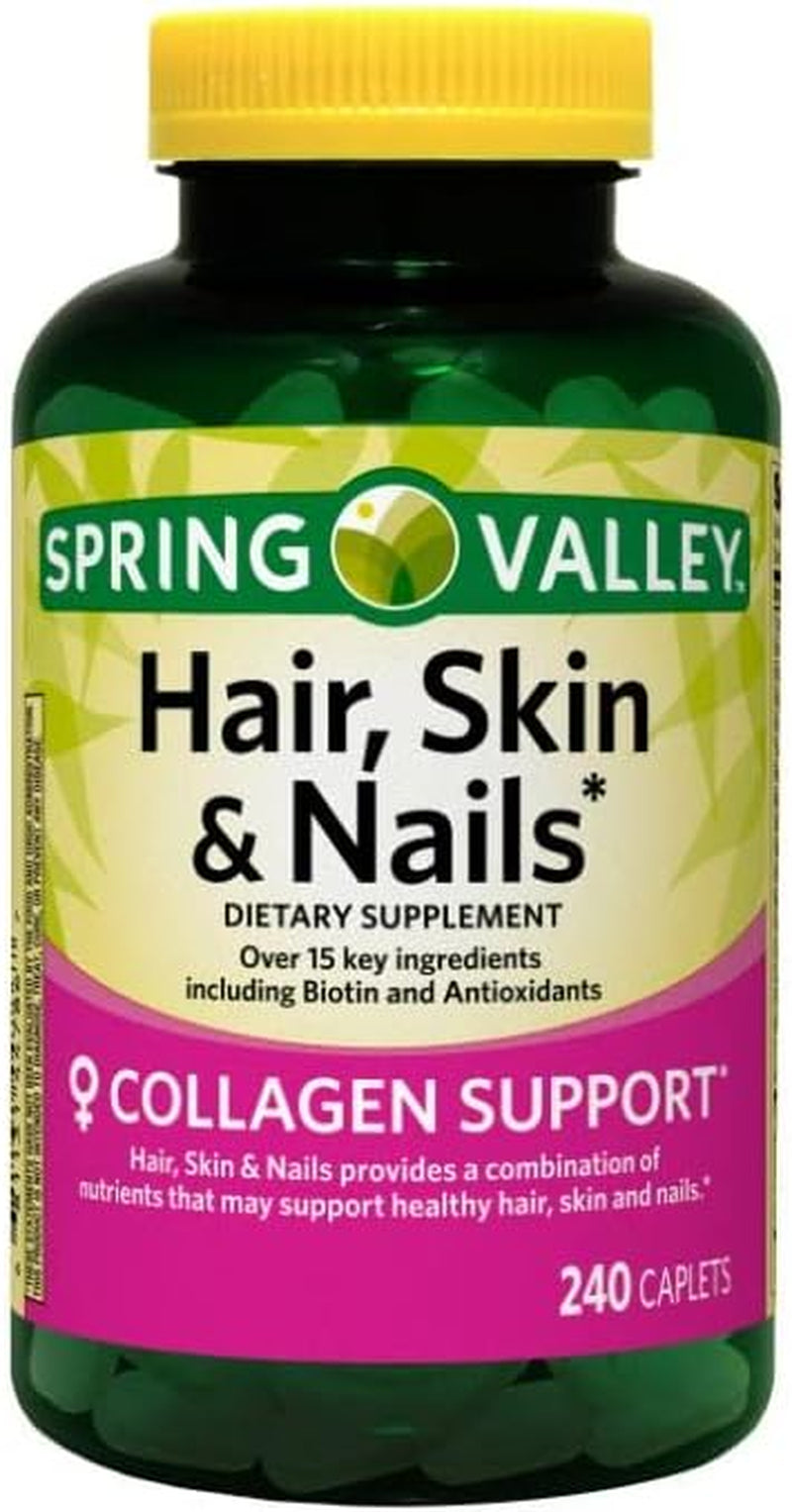 - Hair, Skin & Nails, over 20 Ingredients Including Biotin and Collagen, 240 Caplets + Small Vitamin Box (Color Varies)