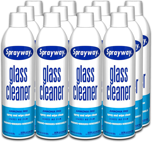 Glass Cleaner with Foaming Spray for a Streak-Free Shine for Home and Automotive Use, 19 Oz, Pack of 12, White