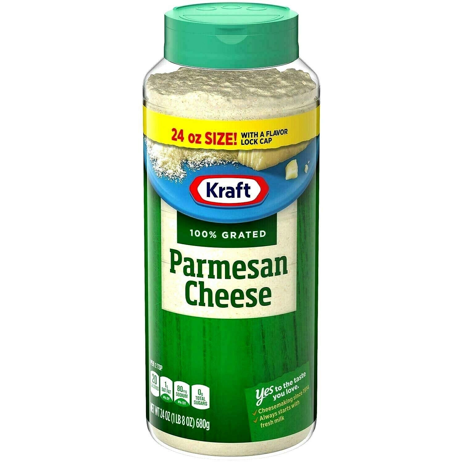 Kraft Grated Parmesan Cheese Set of 2 Plastic Jars 24Oz/680G Each