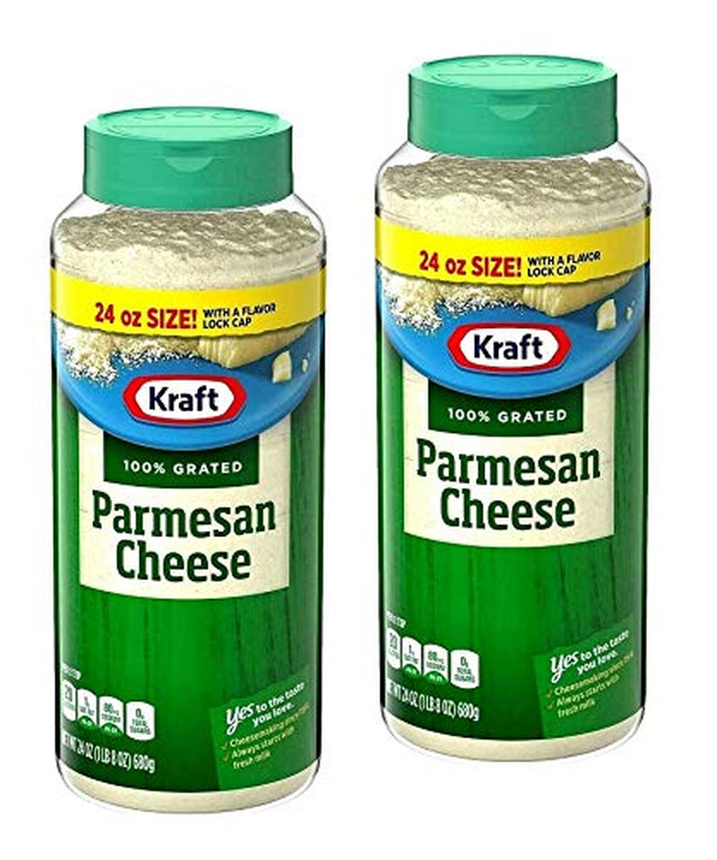 Kraft Grated Parmesan Cheese Set of 2 Plastic Jars 24Oz/680G Each