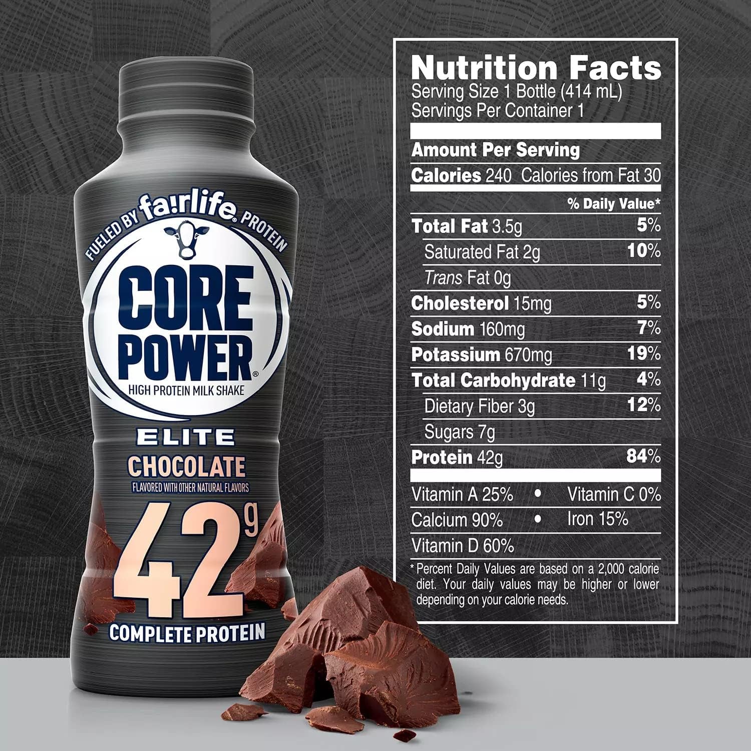 NUTRITION PLAN Core Power Elite 42G. Protein Shake, Chocolate - Liquid (14 Fl. Oz, 8 Pk.)