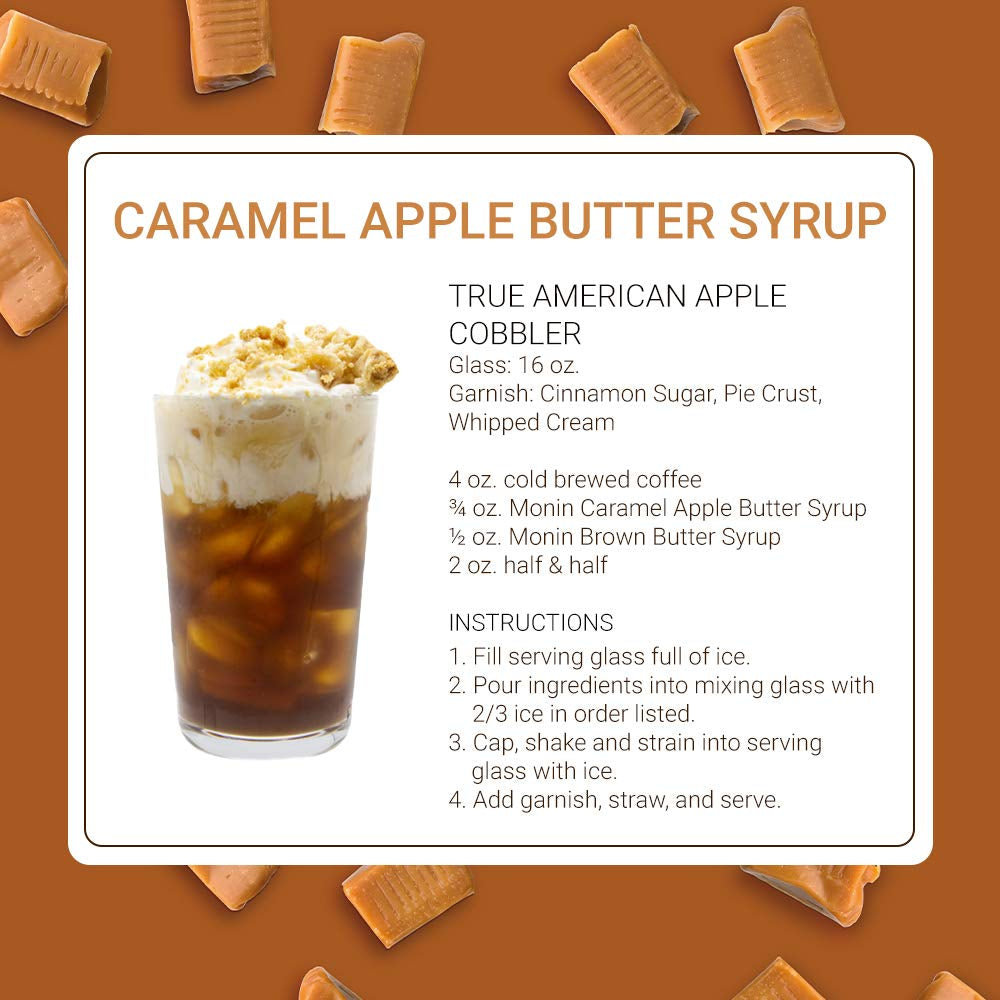 - Caramel Apple Butter Syrup, Buttery Caramel and Cooked Apple Flavor, Natural Flavors, Great for Hot Lattes, Ciders, and Seasonal Cocktails, Non-Gmo, Gluten-Free (1 Liter)